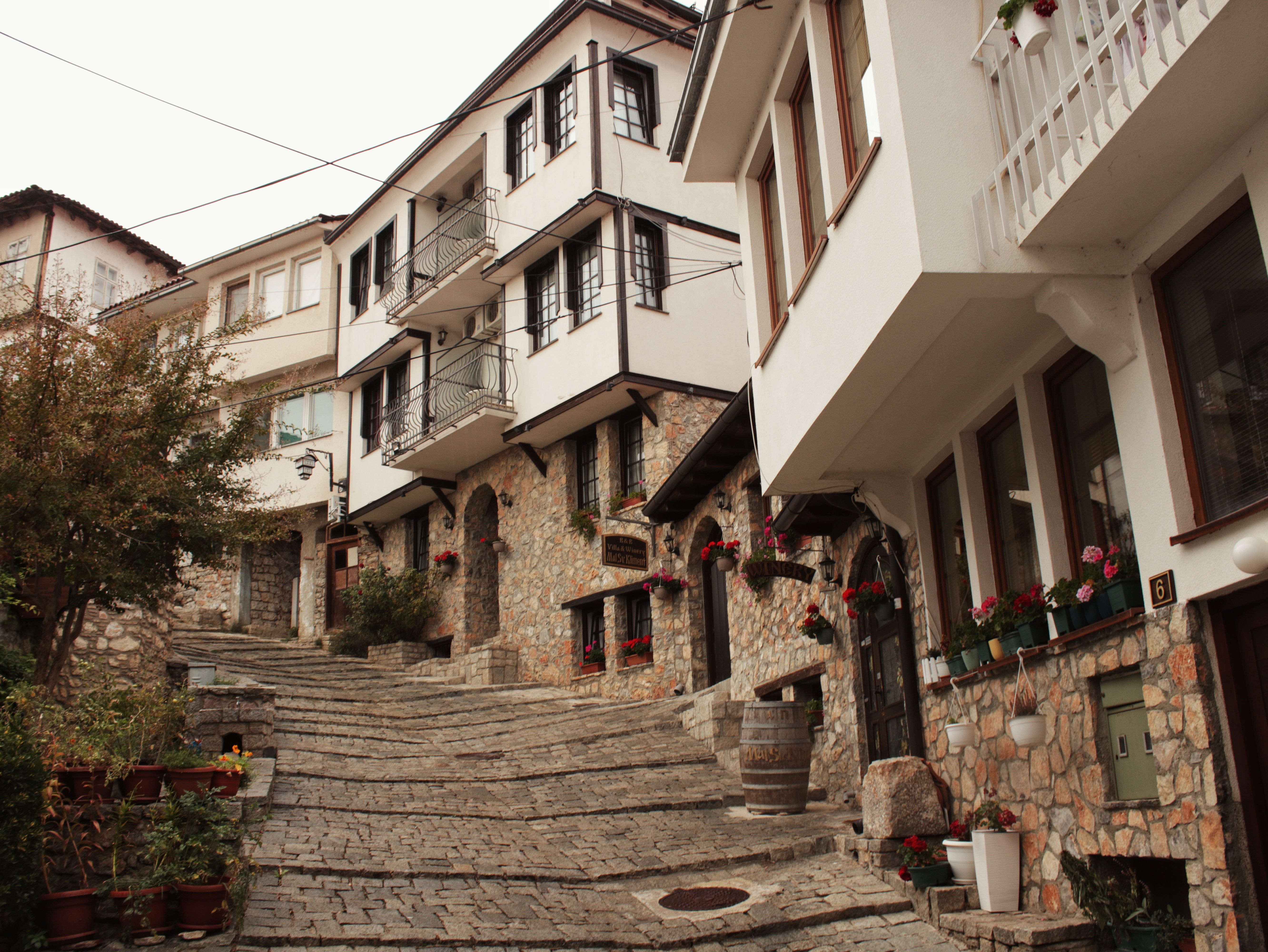 Ohrid old town cobbled streets